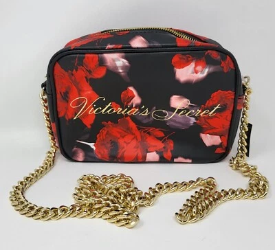 NWT VS Victoria's Secret Rose Floral Faux Leather Crossbody Gold Hardware - Image 1 of 4