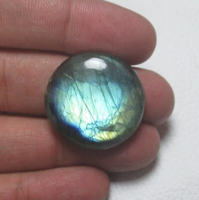 Natural Labradorite Cabochon Round 41.55 Ct Flat back Loose Gemstone J 09 - Image 1 of 4