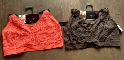 2 Bralettes Cami Sin Límites Sujetador Estante Interior Sin Costuras Coral + Marrón Juniors XL Foto 1 de 4