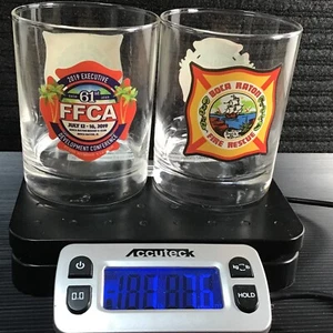 Boca Raton Fire Rescue Rocks Glass Tumblers set 2 - 4.25"H 3"Dia 61st FFCA 2019 - Picture 1 of 9