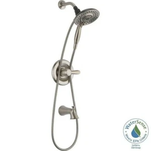 Delta CANADA 5-Spray Tub Shower Faucet in S.Steel w/ Showerhead Handshower Combo - Picture 1 of 14