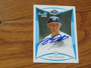 Trey Watten Autographed Hand Signed Card Milwaukee Brewers Bowman