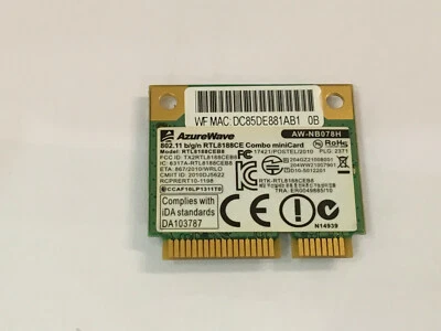 Azureware AW-NB078H Wireless-N 802.11b/g/n PCIe Mini Card RTL8188CE - Immagine 1 di 2