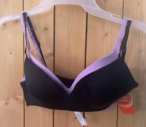 *WONDER NATION GIRLS MICRO BONDED BRAS * SIZE 34 LAVENDER & BLACK 2 PACK - Picture 1 of 2