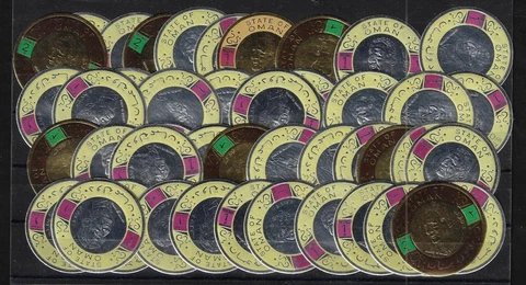 OMAN 1960s COLLECTION OF 45 STAMP COINS DIFFERENT Cover