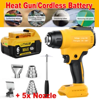Cordless Hot Air Gun Electric Heat Gun with Nozzle for Dewalt 18V Li-ion Battery - Image 1 of 4