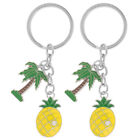 Tropical Coconut Tree & Pineapple Keychains for Luau Party & Car Decor (2pcs)