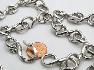 REIF-DESIGN - KNOTENKETTE HANDARBEIT ANTIK STYLE - 999 FEINSILBER RHODINIERT - Bild 1 von 8