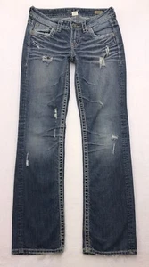Jeans plateados A116 LOLA 17" tiro bajo recto etiqueta elástica talla 27 (medidas 29x31") - Imagen 1 de 11