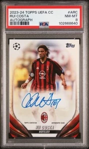 2022-23 TOPPS UEFA FLAGSHIP AUTOGRAPH AUTO RUI COSTA AC MILAN PSA 8 low POP - Picture 1 of 2