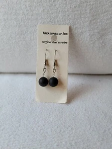 Matte Black Onyx Sphere Earrings, pierced - Picture 1 of 1