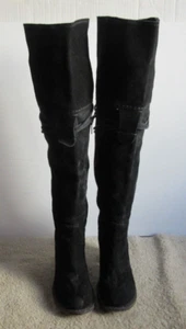 Freebird by Steven FB-Brock Women's Black Suede Knee High Heeled Zip Up Boots 9 - Picture 1 of 14