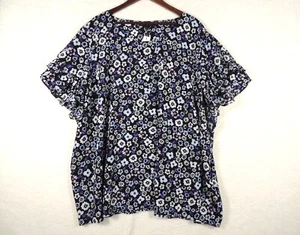 Lane Bryant Bluse Übergröße 34/36 Blumen Rüschen Kurzarm Oberteil Polyester Neu mit Etikett - Bild 1 von 3