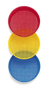 2 x DANTOY STRONG SAND BUCKET SIEVE 14cm play sieves for kids red, blue, yellow - Picture 1 of 2