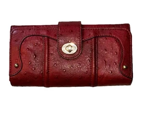 Aldo Damen-Geldbörse Clutch rot Straußenleder mit Doppelfaltung - Bild 1 von 19