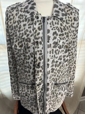 Chaqueta Lily Aldridge Gris Leopardo Estampado Animal Talla L Foto 1 de 4
