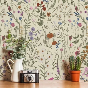 3 Rolls Yellow Floral Wallpaper Peel And Stick PVC Flower Room Sticker 17.3X118" - Picture 1 of 8