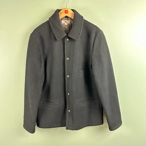Wallace & Barnes Mens L Black Heavy Wool Skiff Barn Chore Jacket Coat Thinsulate - Picture 1 of 11