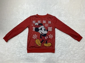 Disney Juniors Teens Size M Long Sleeve Red Mickey Mouse Christmas Sweater - Picture 1 of 8