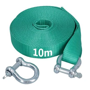 Extra Long 10m Recovery Strap Tow Rope & Two Shackles 8T Towing 4x4 Off Road - Picture 1 of 5