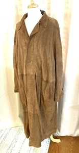 Polo by Ralph Lauren 100% Suede Leather Men’s Brown XL Trench Coat Vintage Rare - Picture 1 of 23