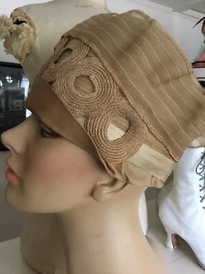 Vintage Antique Authentic FLAPPER CLOCHE Hat Soutache Trim Horsehair EXQUISITE!! - Image 1 of 4