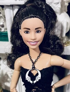 OOAK Fashion Doll size Goth Chic Black & White Bat Halloween Necklace! Last One! - Picture 1 of 5