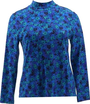 Top largo Isaac Mizrahi estampado cuello falso Slvs Royal Navy XS NUEVO SIN ETIQUETAS (288) Foto 1 de 2