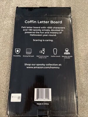 Coffin Letter Board Black With Spooky Emojis +500 Characters and Wooden Stand... - Image 1 of 4