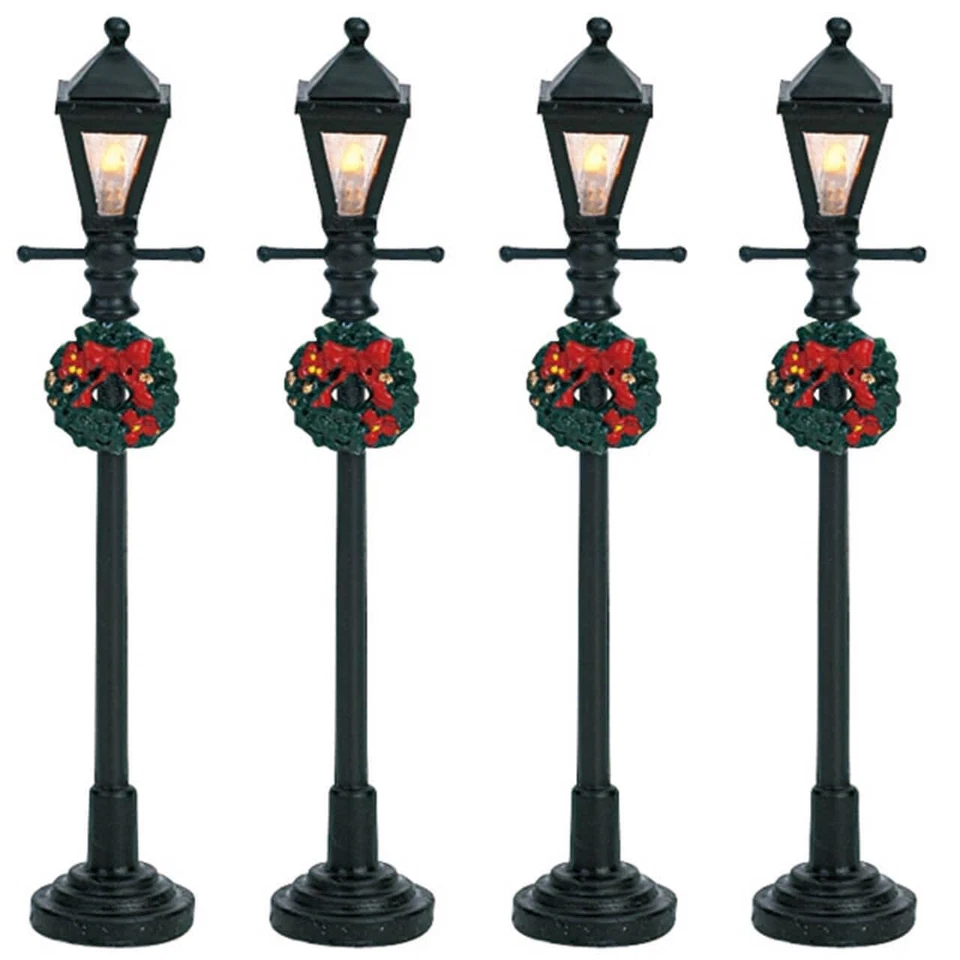 Lemax Christmas Accessory, Gas Lantern Street Lamp, Set of 4, B/O (4.5V)