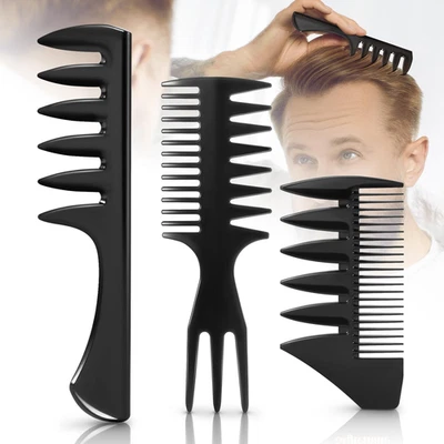 3Pcs Hair Styling Combs Set for Men - Black Barber Wide Tooth Texture Comb for Q - Image 1 of 4