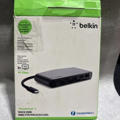 Belkin Thunderbolt 3 USB-C Docking Station Mini Hub Windows PC Mac - Image 1 of 3