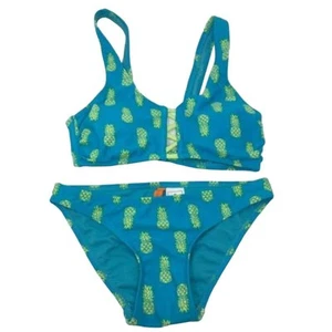NEW Green Coast Girls Two Piece Bikini Set Pineapple Fruit Print Padded Small - Picture 1 of 8