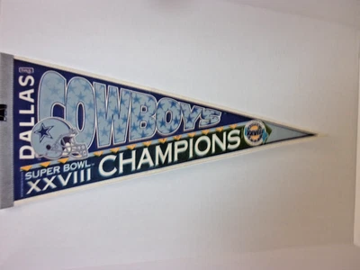 Vintage Superbowl XXVIII Dallas Cowboy Champions Pennant Sunday, January 30th, - Image 1 of 4