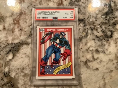 Captain America 1990 Marvel Universe #1 PSA 10 Gem Mint. Tough PSA 10 To Get! - Image 1 of 3