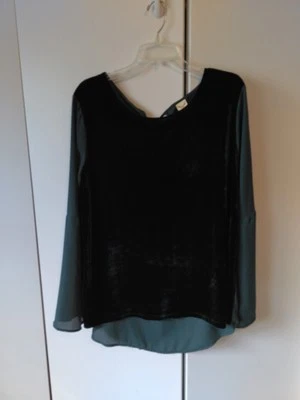 Top caprichoso de terciopelo oscuro romántico delantero/chifón trasero hadas grunge XL para mujer Foto 1 de 4