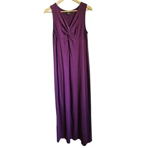 Eddie Bauer Maxi Dress Size M Purple Twist Front Sleeveless Cotton Comfy Summer - Picture 1 of 7