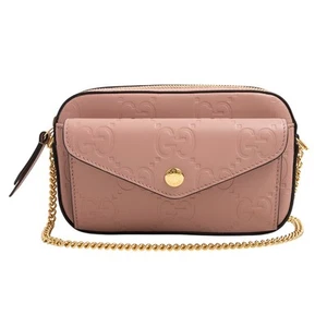 GUCCI Mini Chain Shoulder Bag GG Leather , Pink 781554 - Picture 1 of 10