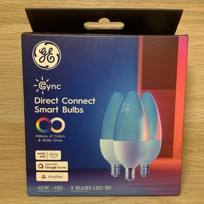 GE CYNC Smart Color Change Bulbs WiFi Compatible w Alexa & Google E12 Candelabra - Image 1 of 4