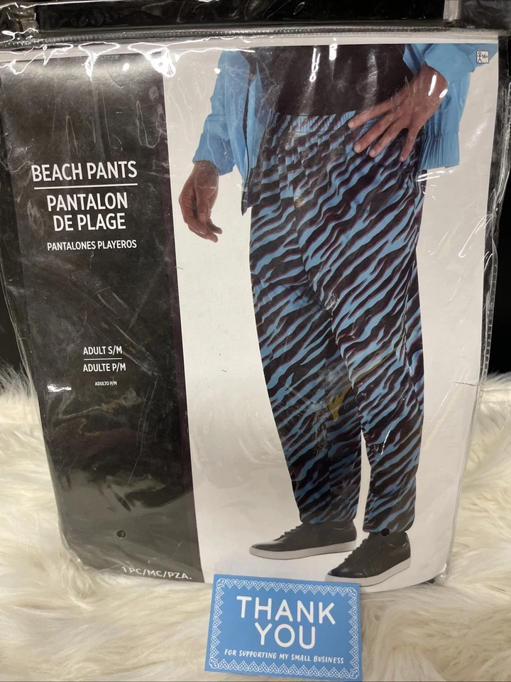 Calças de praia - Estampa de zebra dos anos 80 - Azul-petróleo/preto/rosa - Fantasia - Masculina - Pequeno - Imagem 1 de 1