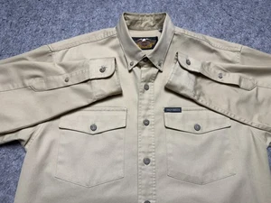 Camicia Harley-Davidson uomo media marrone manica lunga bottoni abbigliamento da lavoro biker top - Foto 1 di 11