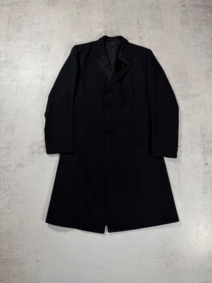 Casaco de cauda de rocha antigo vintage masculino vitoriano/edwariano preto peito duplo - Imagem 1 de 4