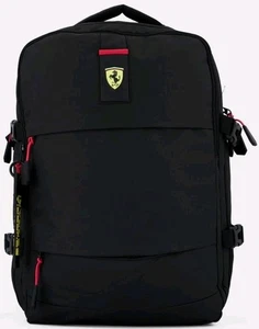 Brand New Scuderia Ferrari Brand Logo Adjustable Padded Strap Backpack Bag Black - Picture 1 of 4