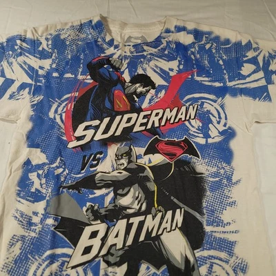 DC Batman VS Superman Casual Graphic Short Sleeve T-Shirt Youth Boys Size L Blue - Image 1 of 4