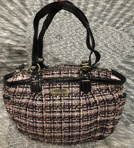 Coach Galaxy Tweed Tasche Style F20025 Wolle Boucle & Lackleder Handtasche - Bild 1 von 13