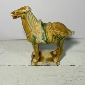 Vintage Chinese Tang Dynasty War Horse Figurine 1950’s Sancai Drip Glaze - Picture 1 of 6