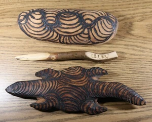 Goanna Lizard Coolamon bowl - Australia Aboriginal Wood Carved punu poker burn - Picture 1 of 3