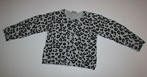 New Old Navy Girls 6-12 Month Black Gray Leopard Cat Animal Cardigan Sweater 