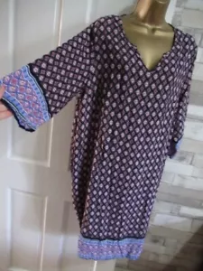 SHEIN ● taglia 1XL 16 ● abito tunica blu navy rosa stampato donna - Foto 1 di 6