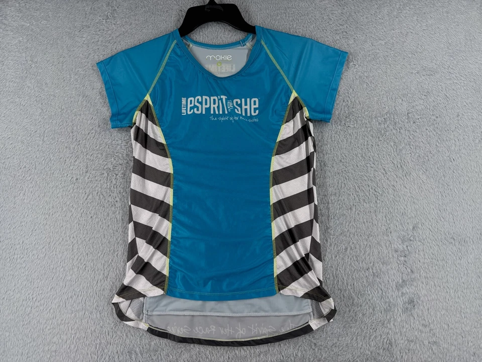 Jersey de ciclismo Moxie para mujer grande azul manga corta pulóver mezcla de poliéster Foto 1 de 4